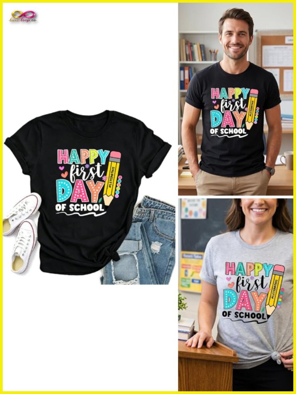 First Day of School Teacher Life Graphic Tshirt Back to School Casual Tee